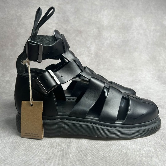 Dr Martens Geraldo Gladiator Sandal Black Leather Buckle Straps Mens 12
